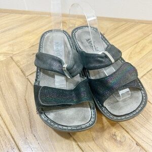 Alegria Karmen Black Rainbow Sparkle Metallic Sandals